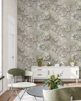 Обои Solo Liberty E202502 Винил на флизелине (1,06*10) Бежевый/Серый, Листья/Геометрия — фото 2, Обои для стен