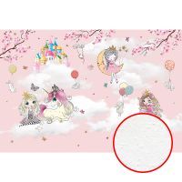 Фреска детская Ortograf Сказочная страна 33898 Фактура бархат FX Флизелин (4*2,7) Розовый, Принцессы/Замки/Облака — фото 1, Фрески