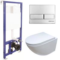 Комплект унитаза Ceruttispa B-2376-3 7183 с инсталляцией Berges Novum L3 040213 с сиденьем Микролифт и клавишей смыва Хром — фото 1, Комплекты унитаз + инсталляция