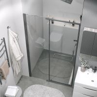 Душевая дверь Grossman Pragma 100 100.K33.03.100.42.00 профиль Графит сатин стекло прозрачное — фото 6, Распашные душевые двери