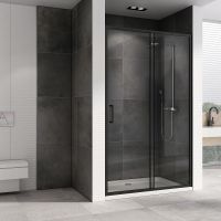 Душевая дверь Abber Schwarzer Diamant 120 AG30120B5 профиль Черный стекло прозрачное — фото 1, Раздвижные душевые двери