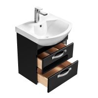 Тумба под раковину Aquaton Ария 50 М 1A140001AA950 подвесная Черная — фото 3, Тумбы под раковину