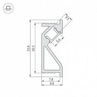 Профиль алюминиевый Arlight 031120(1) встраиваемый для контурной подсветки Серебристый — фото 4, Профили для светодиодных лент
