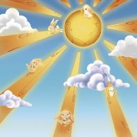 Фреска детская Ortograf Для малышей 20995 Фактура флок FLK Флизелин (2,7*2,7) Голубой/Оранжевый, Животные/Облака — фото 2, Фрески