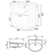 Товар: Тумба с раковиной Orange Лайт 50 LRA-50TUW+RA подвесная Белый глянец - фото 9 Тумба с раковиной Orange Лайт 50 LRA-50TUW+RA подвесная Белый глянец — фото 9, Мебель для ванной