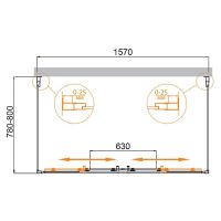 Душевой уголок Cezares Molveno 160x80 MOLVENO-AH-22-160/80-C-Cr-IV профиль Хром стекло прозрачное — фото 3, Душевые уголки