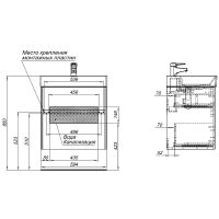Тумба с раковиной Aquanet Бруклин 60 312875 подвесная Антрацит матовый — фото 26, Тумбы с раковиной