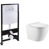 Комплект унитаза с инсталляцией SantiLine SL-5025+SL-01 с сиденьем Микролифт и клавишей смыва Хром — фото 1, Комплекты унитаз + инсталляция