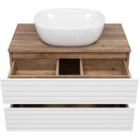 Тумба под раковину Brevita Dakota 80 DAK-09080-19/01-2Я подвесная Белая матовая Дуб Галифакс олово — фото 4, Мебель для ванной