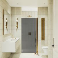 Душевая дверь Maybah Glass MGD-800-3 600x1980 на монопетле Золото стекло графитовое — фото 2, Душевые двери в нишу