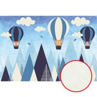 Фреска детская Ortograf Для самых маленьких 32948 Фактура флок FLK Флизелин (4*2,7) Синий, Животные/Воздушные шары — фото 1, Фрески