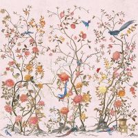 Фреска Ortograf Flora 31244 Фактура флок FLK Флизелин (2,7*2,7) Розовый/Разноцветный, Цветы/Деревья/Птицы — фото 2, Фрески