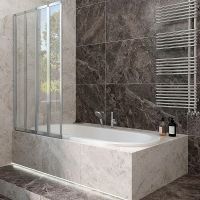 Шторка на ванну Veconi Palau 120 L PL74L-120-01-19C4 профиль Хром стекло прозрачное — фото 3, Складные шторки для ванной