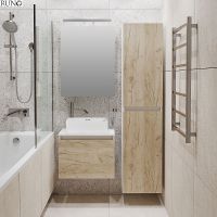 Тумба под раковину Runo Бари 50 00-00001373 подвесная Крафт дуб Белая — фото 10, Тумбы под раковину