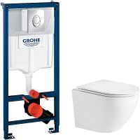 Комплект унитаза WeltWasser Merzbach 043 GL-WT 10000009939 с инсталляцией Grohe Rapid SL 38721001 с сиденьем Микролифт и клавишей смыва Хром — фото 1, Комплекты унитаз + инсталляция