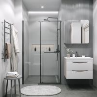 Душевая дверь Grossman Pragma 100 100.K33.03.100.42.00 профиль Графит сатин стекло прозрачное — фото 3, Распашные душевые двери