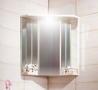 Зеркальный шкаф Бриклаер Кантри 50 4627125413711 с подсветкой Бежевый дуб прованс — фото 1, Зеркальные шкафы в ванную