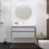 Тумба под раковину Creto Amelia 100 14-1079G подвесная Антрацит Белый матовый — фото 4, Тумбы под раковину