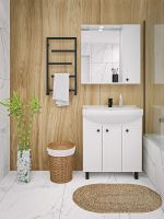 Товар: Зеркало со шкафом Runo Римини 75 00-00001257 с подсветкой Белое - фото 3 Зеркало со шкафом Runo Римини 75 00-00001257 с подсветкой Белое — фото 3, Зеркальные шкафы в ванную