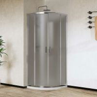 Душевой уголок Vincea City 90x90 VSQ-5CT900MT профиль Хром стекло текстурное — фото 1, Душевые уголки четверть круга