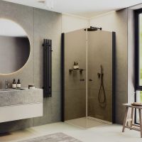 Душевой уголок Maybah Glass MGY-1297-6 800x800x1980 на монопетлях Черный стекло бронзовое — фото 1, Душевые уголки