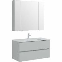 Комплект мебели для ванной Aquanet Алвита New 100 274528 подвесной Серый матовый — фото 1, Комплекты мебели для ванной