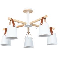 Люстра Artelamp Thomas A7032PL-5WH Белая Светлое дерево — фото 1, Люстры