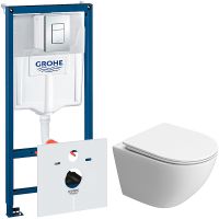 Комплект унитаза BelBagno Uno-Tor BB5177CH-TOR/SC с инсталляцией Grohe Rapid SL 38775001 с сиденьем Микролифт и клавишей смыва Хром — фото 1, Комплекты унитаз + инсталляция