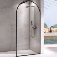 Душевая перегородка Abber Immer Offen 120 AG64120B профиль Черный стекло прозрачное — фото 1, Душевые перегородки