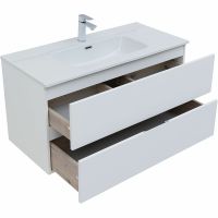 Комплект мебели для ванной Aquanet Алвита New 100 274205 подвесной Белый матовый — фото 8, Комплекты мебели для ванной