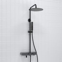 Душевая система WasserKRAFT A114.160.218.CB Thermo с термостатом Черная матовая — фото 7, Душевые стойки