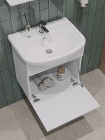 Товар: Тумба с раковиной Orange Лайт 50 LRA-50TUW+RA подвесная Белый глянец - фото 3 Тумба с раковиной Orange Лайт 50 LRA-50TUW+RA подвесная Белый глянец — фото 3, Мебель для ванной