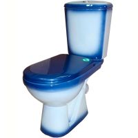 Унитаз компакт Rosa Комфорт 4620008191027 Синий декор с бачком и сиденьем — фото 1, Напольные унитазы