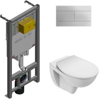 Комплект унитаза с инсталляцией Jacob Delafon Patio E21740RU-00 с сиденьем Микролифт и клавишей смыва Хром — фото 1, Комплекты унитаз + инсталляция