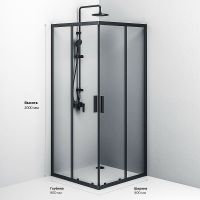Душевой уголок AM.PM Gem S 90х90 W93G-403-090BT профиль Черный матовый стекло прозрачное — фото 8, Квадратные душевые уголки