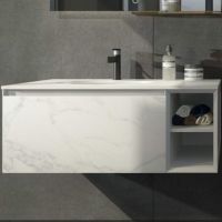 Тумба с раковиной Orans BC-V8101-1000 100 8101100W подвесная White — фото 1, Тумбы с раковиной