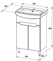 Тумба с раковиной Orange Topline-Rio 55 TR55-01C+RA Белый глянец — фото 6, Тумбы с раковиной