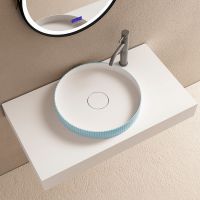 Раковина-чаша Abber Stein 40 AS2604Blau Голубая — фото 1, Раковины накладные