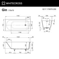 Товар: Ванна из искусственного камня Whitecross Gin 170x70 0217.170070.200 Белая матовая без гидромассажа - фото 5 Ванна из искусственного камня Whitecross Gin 170x70 0217.170070.200 Белая матовая без гидромассажа — фото 5, Ванны
