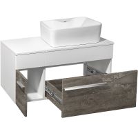 Тумба под раковину Runo Вудлайн 85 00-00001343 подвесная Белая Железный камень — фото 2, Тумбы под раковину