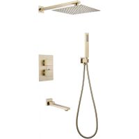 Душевая система Abber Daheim AF8250G с термостатом Золото матовое — фото 1, Встраиваемые душевые комплекты