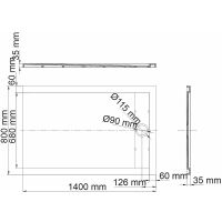 Душевой поддон из искусственного камня WasserKRAFT Abens 140x80 20T35 Черный матовый — фото 3, Душевые поддоны