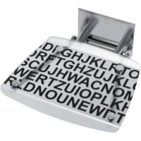 Сиденье для душа Ravak Ovo-B Text B8F0000030 Прозрачное с надписью Хром — фото 1, Сиденья