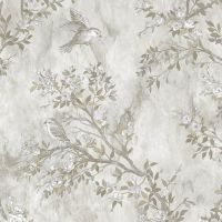 Обои Prima Italiana Arte Bella 80327 Винил на флизелине (1,06*10) Бежевый/Серый/Зеленый, Птицы/Деревья — фото 1, Обои для стен