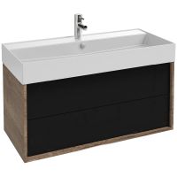 Тумба под раковину Jacob Delafon Vivienne 100 EB1585-E52-S14 подвесная Черный сатин Дуб табак — фото 1, Тумбы под раковину