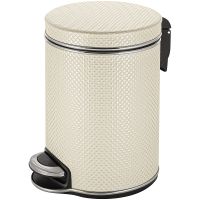 Ведро для мусора Geralis V-RWH-B Ромб Белое, кант Хром, 5 л — фото 1, Мусорные ведра