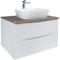 Тумба под раковину Bond Cube 80 T09805 подвесная Белая матовая Дуб — фото 10, Мебель для ванной