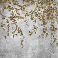 Фреска Ortograf Silver&Gold 32803 Фактура флок FLK Флизелин (2,7*2,7) Серебряный/Зеленый, Листья арт-32803 (флок FLK) — фото 2, Фрески