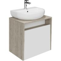 Тумба под раковину Kerama Marazzi Pro 60 PRO.60.1\WHT подвесная Белая глянцевая Дуб Орегон — фото 1, Тумбы под раковину
