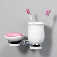 Стакан для зубных щеток с мыльницей WasserKRAFT K-24226 Хром — фото 2, Стаканы для зубных щеток